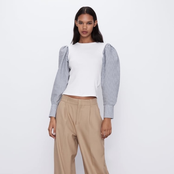 Contrasting Top ( White,Stripe/S ) - Picture 1 of 8